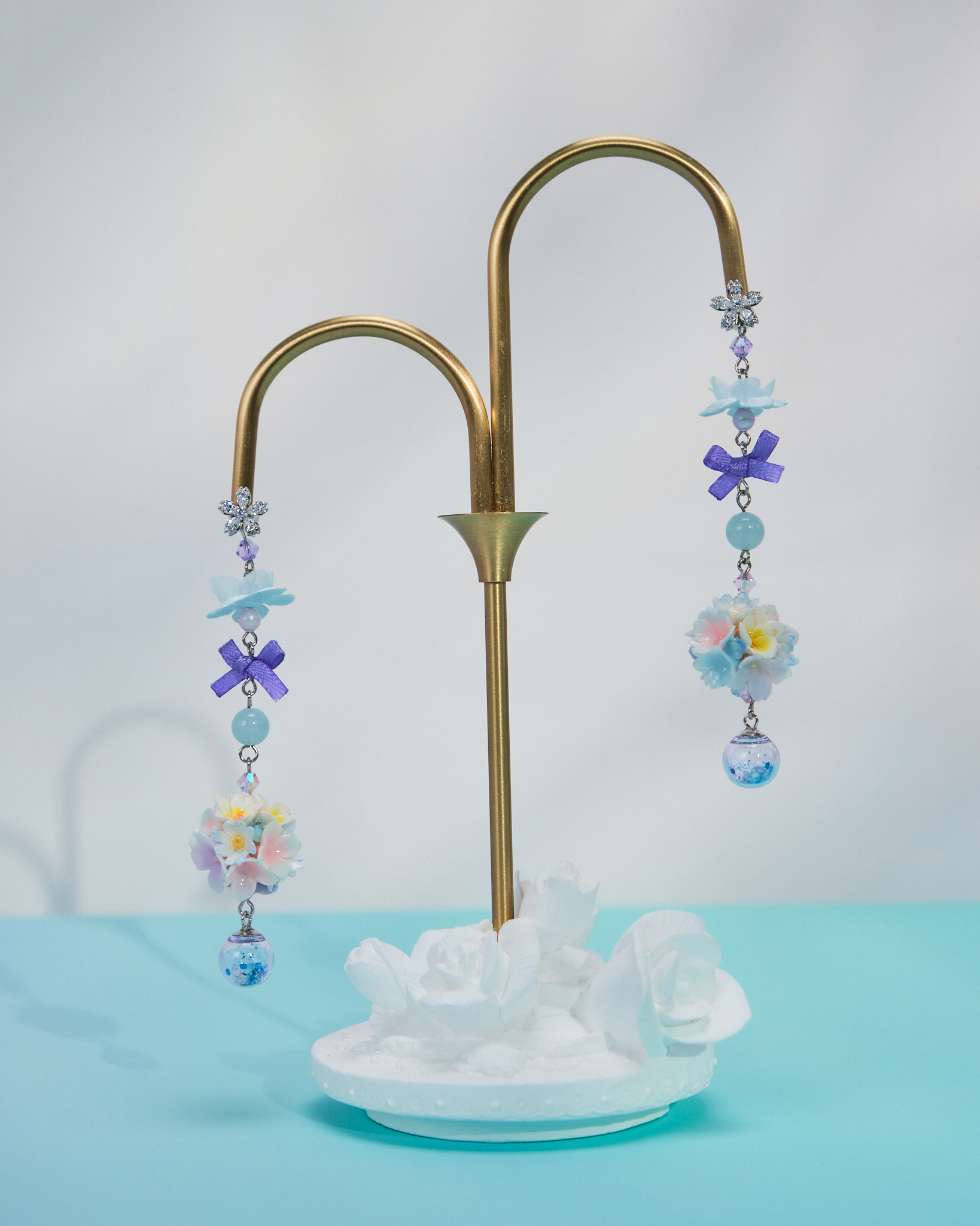 10976 Midsummer Pom Pom Bouquet S925 2-Way Earrings