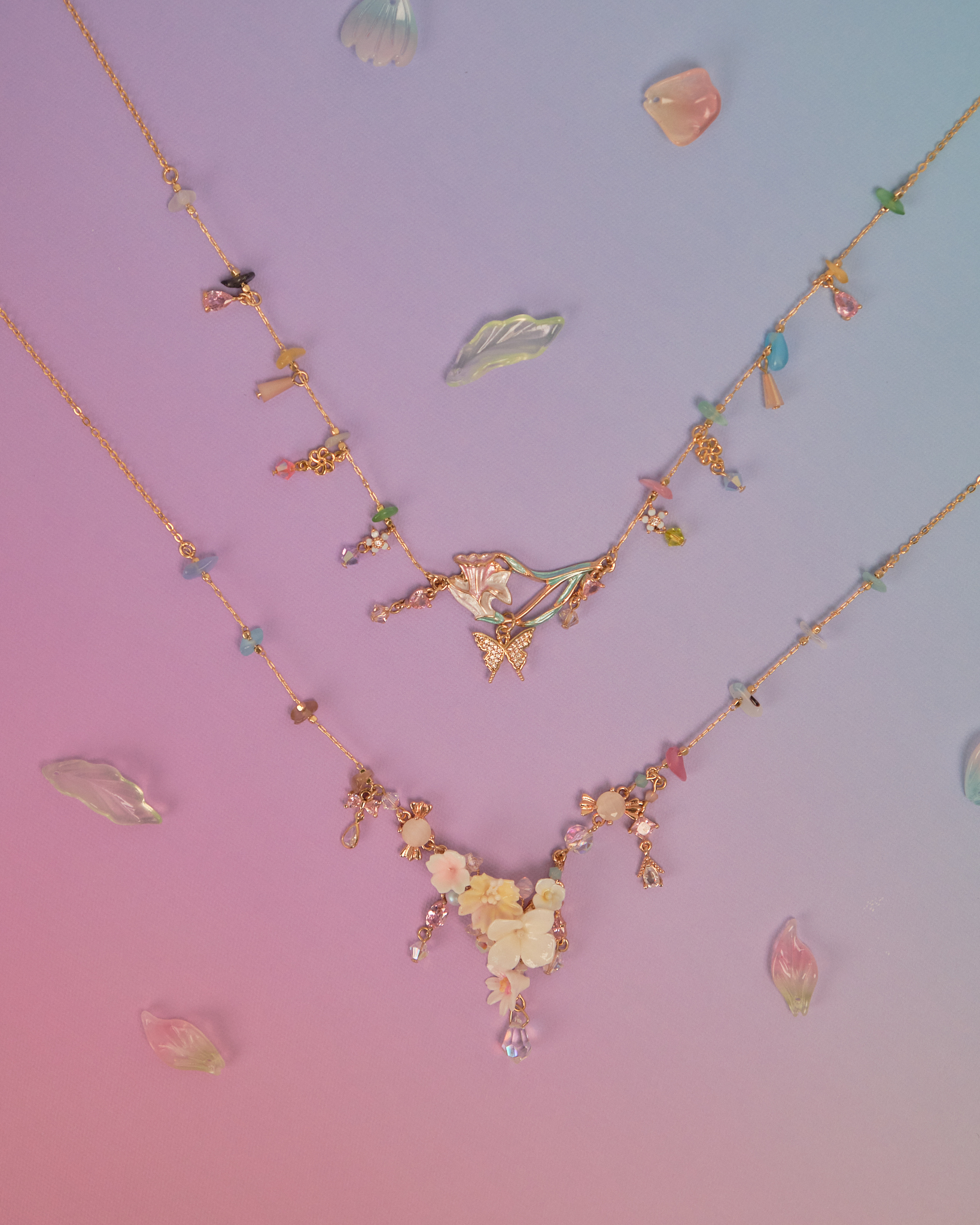 10987 Bohemian S925 Gold Plated Necklace Set of 2