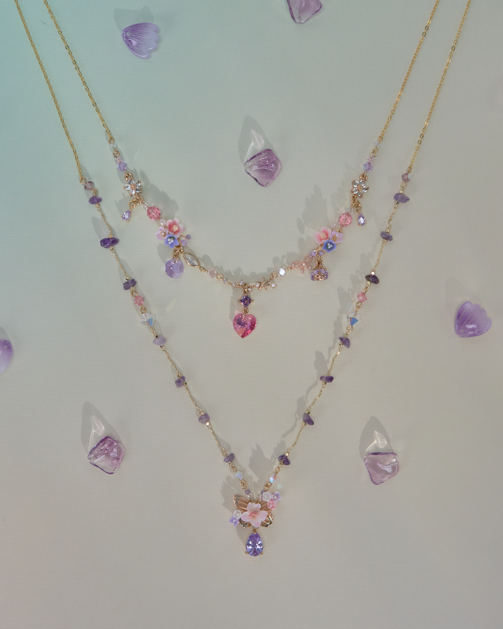 10990 Bohemian S925 Gold Plated Necklace Set of 2