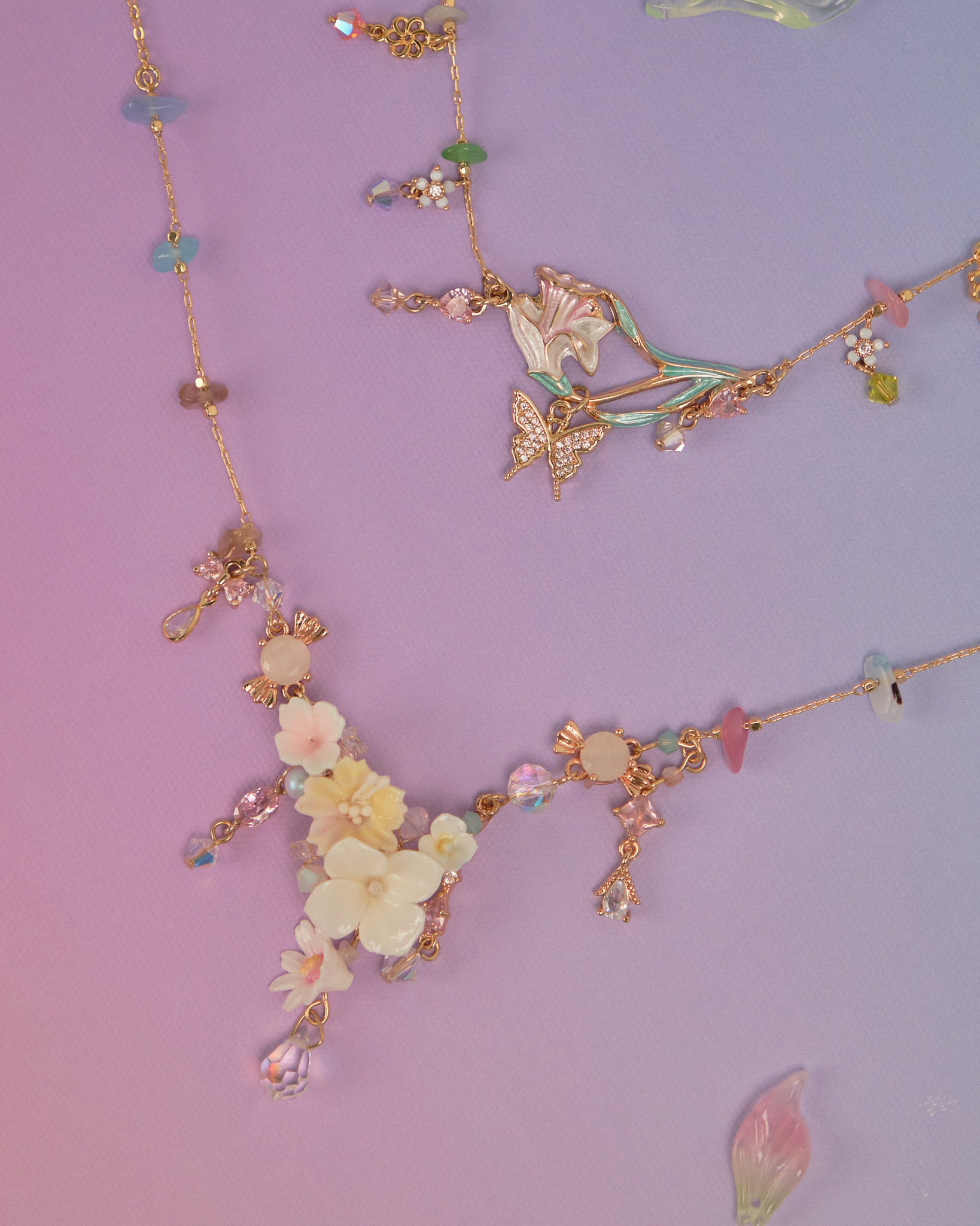 10987 Bohemian S925 Gold Plated Necklace Set of 2