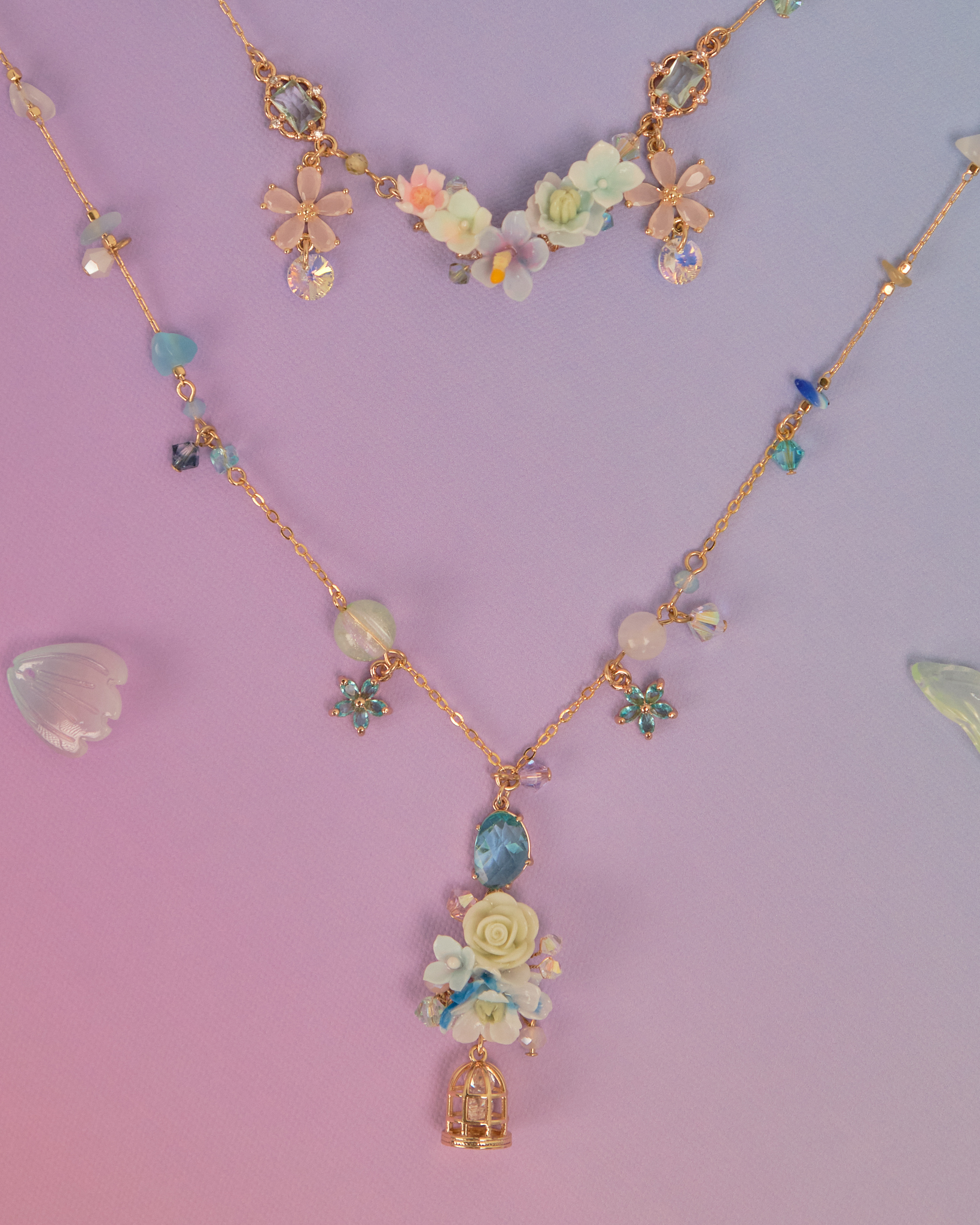 10989 Bohemian S925 Gold Plated Necklace Set of 2