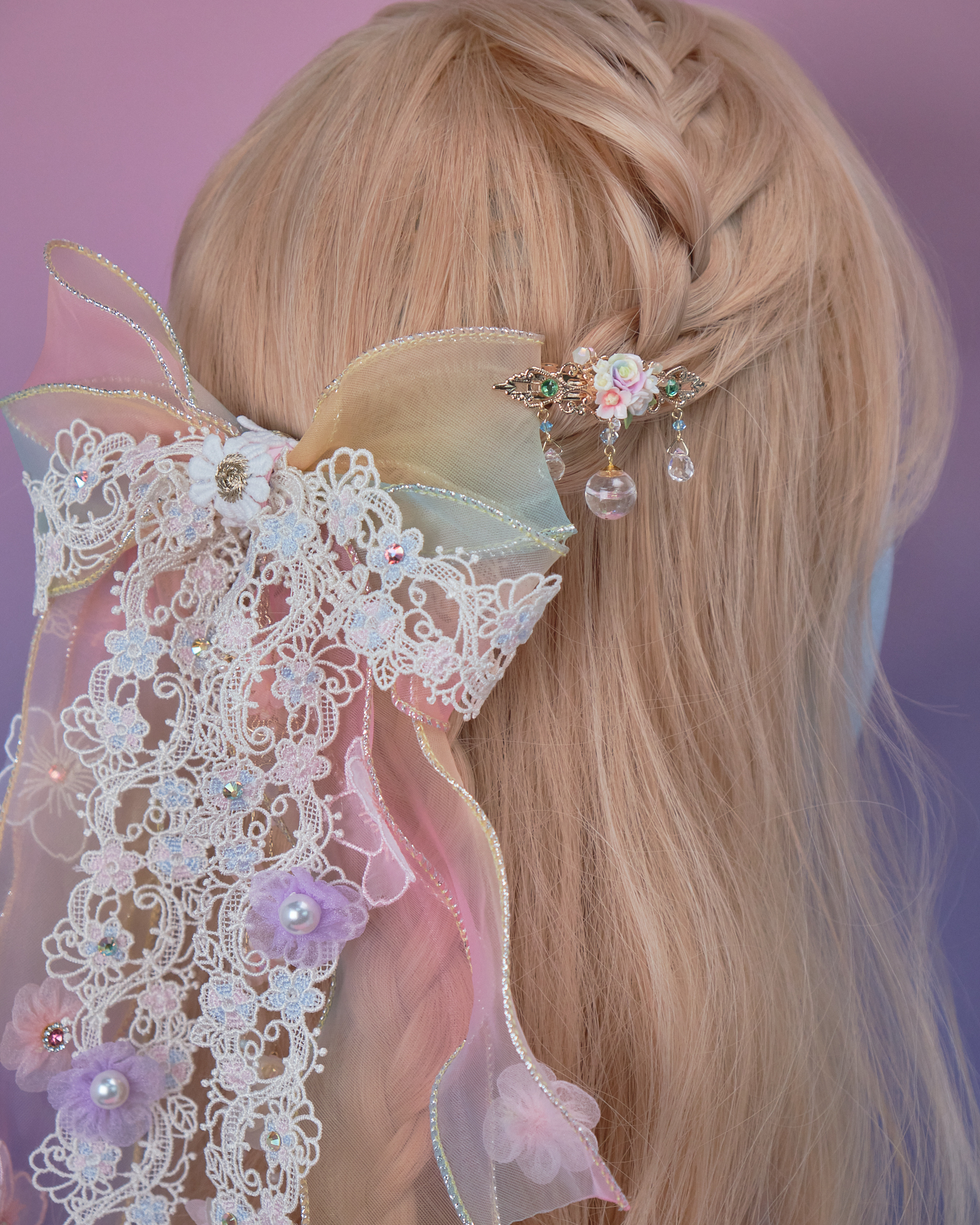 11020 Royal Laced 2-Way Ribbon Hair Clip