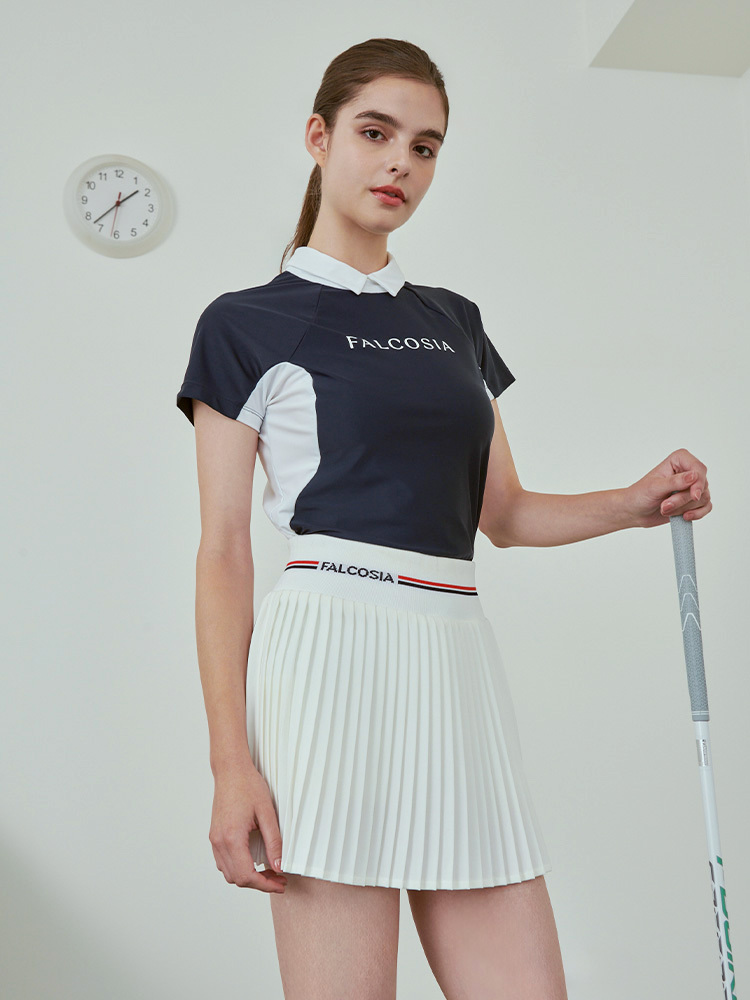 法式小領Logo女衫-墨水藍