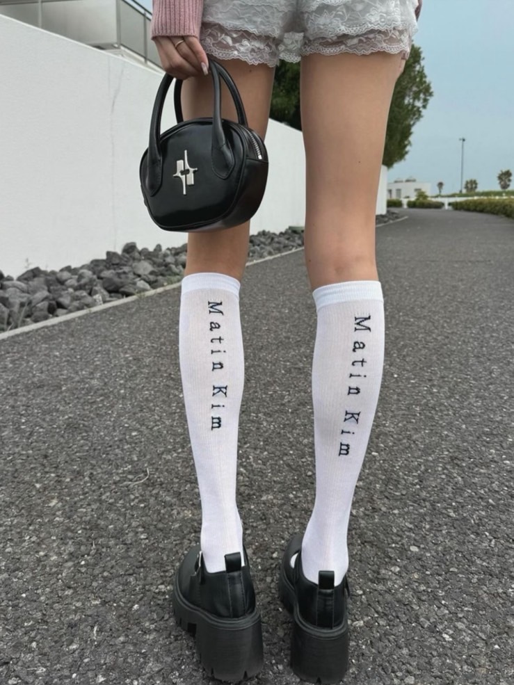 <快速出貨> Matin Kim 膝上logo長襪 膝上襪 3色