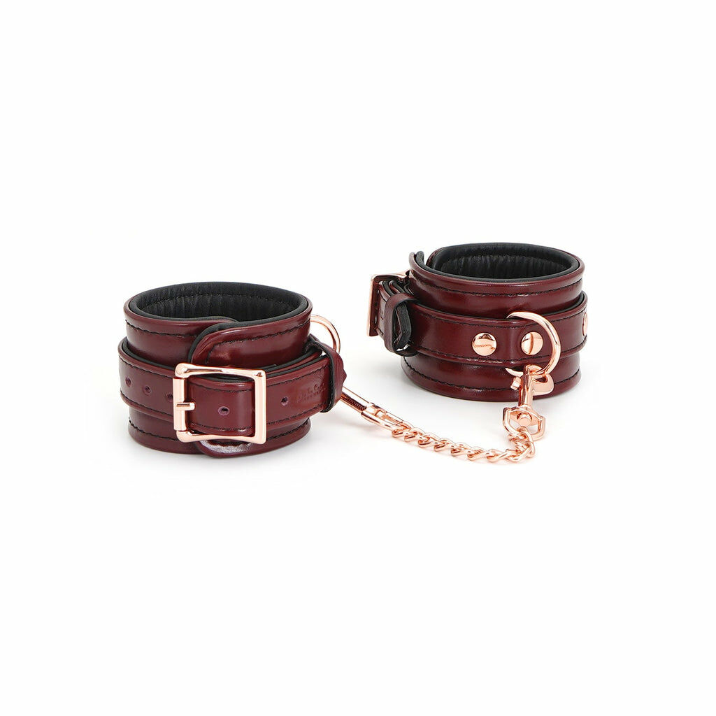 Liebe Seele Leather Handcuffs with Rose Gold Hardware Wine Red