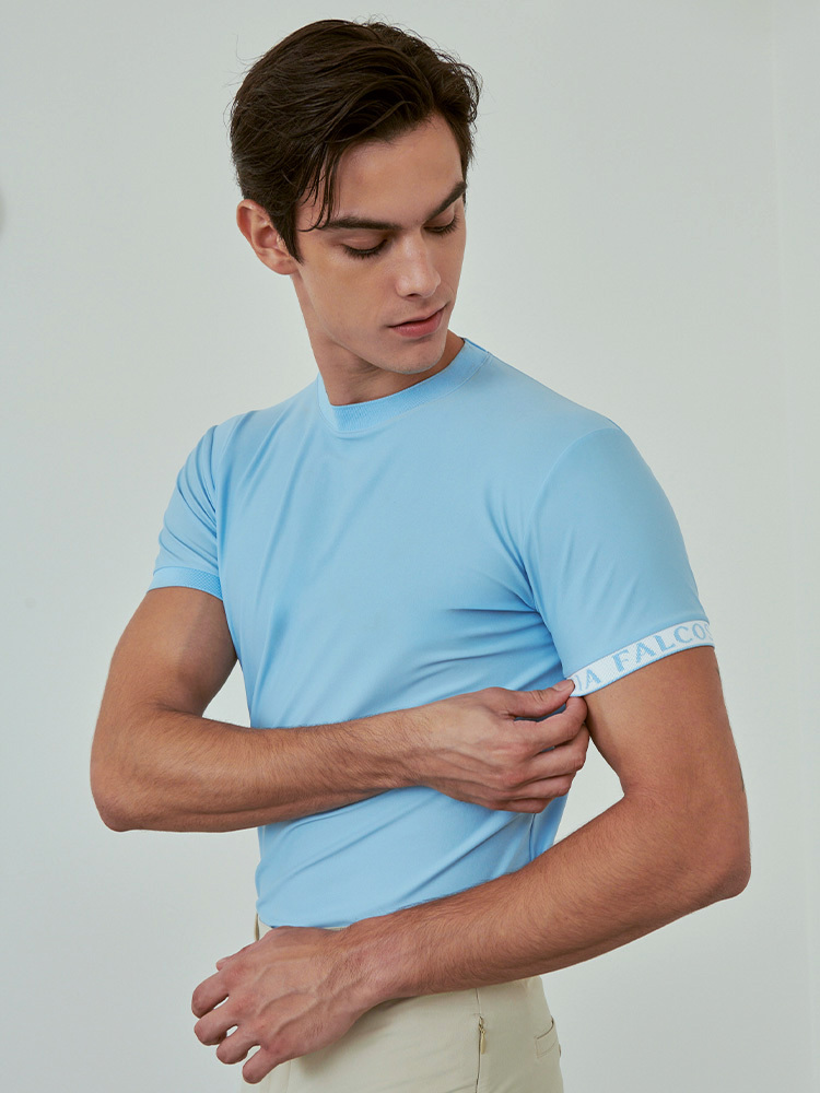 小立領越嶺男衫-繡球淺藍