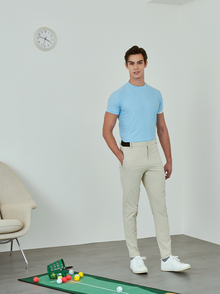 小立領越嶺男衫-繡球淺藍