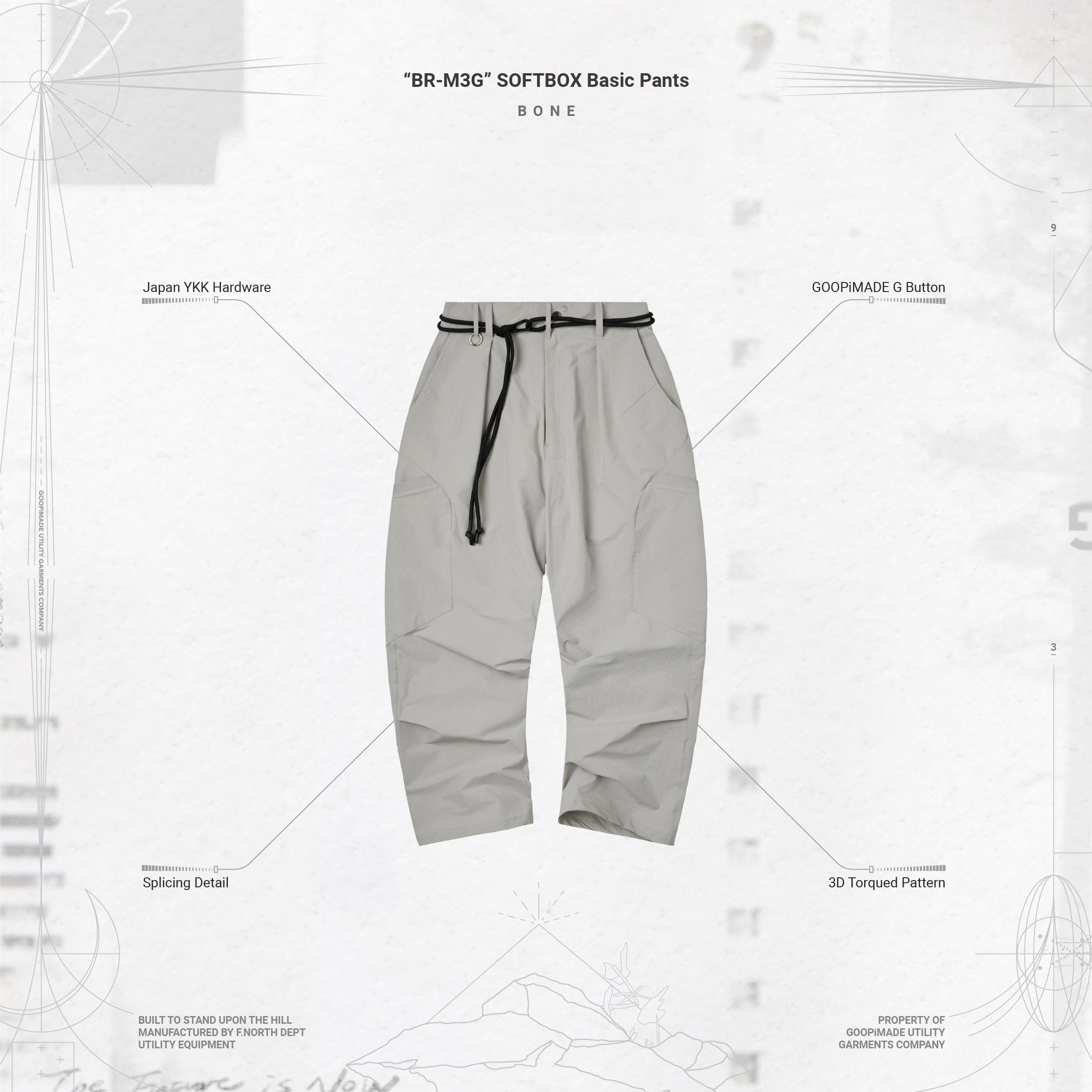 GOOPiMADE “BR-M3G” SOFTBOX Basic Pants - Bone