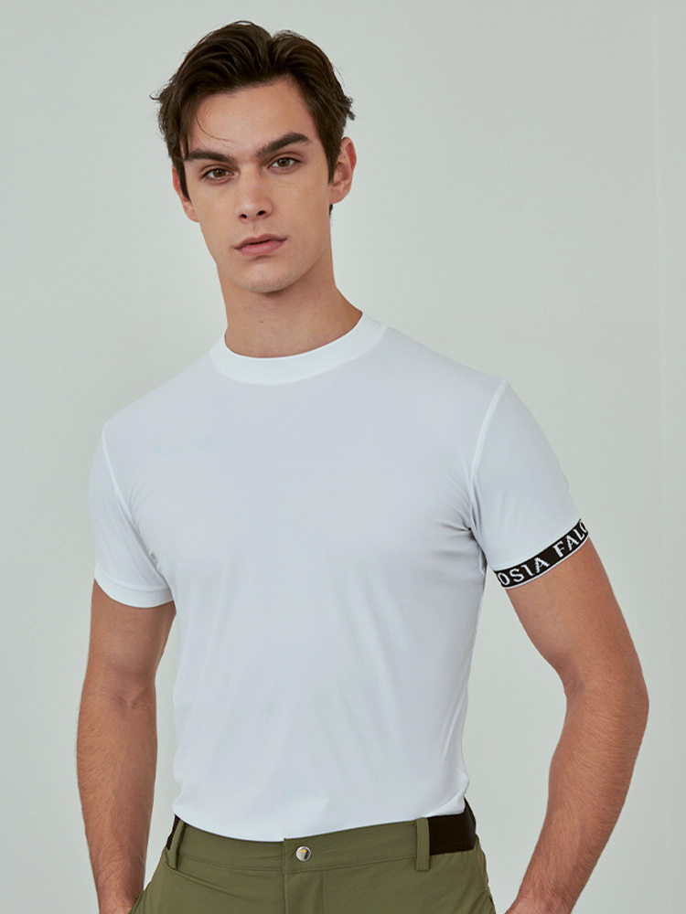 小立領越嶺男衫-白色