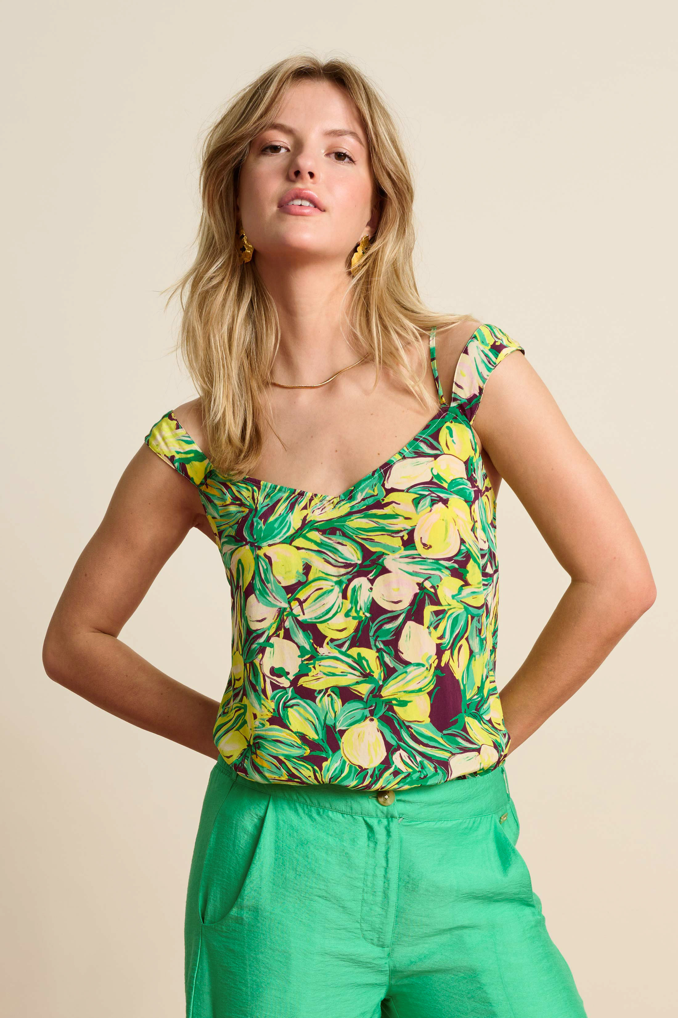 POM 印花雙肩帶吊帶背心