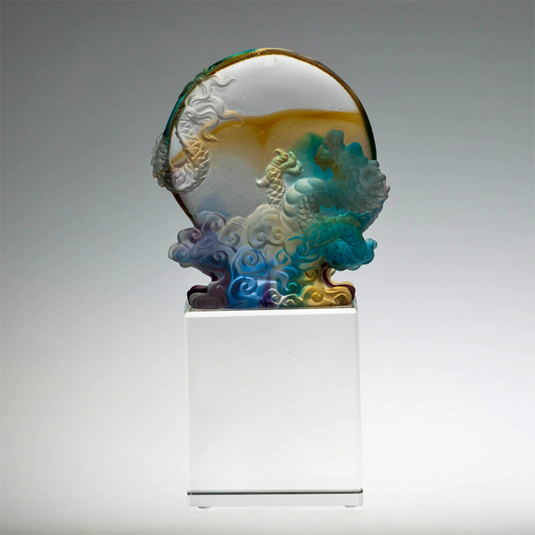 鹿港窯禮品館 琉璃龍擺飾 如日中天公司禮品、升遷榮調、居家擺飾、新居落成、開業送禮、開幕喬遷、仰望祝福