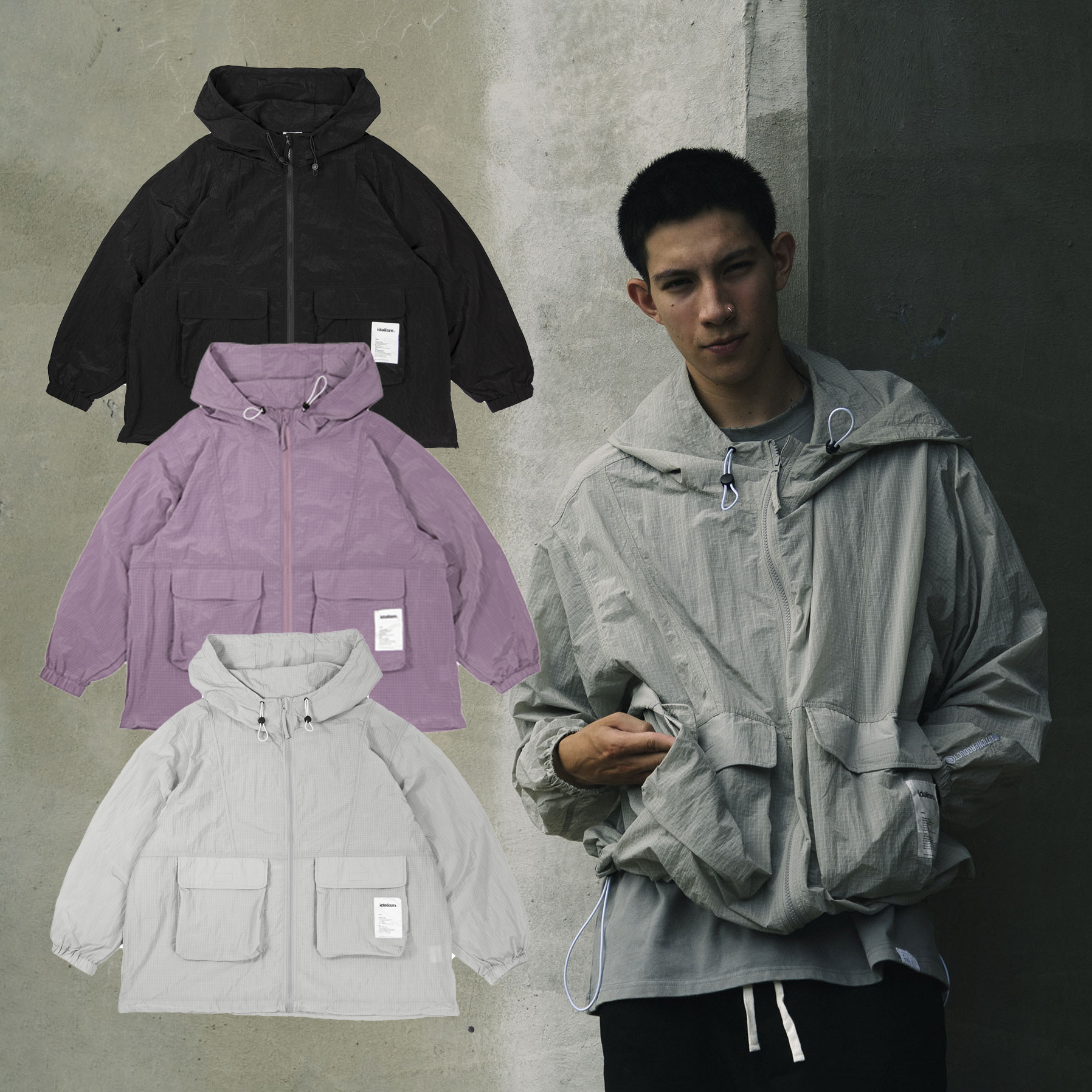 idealism Ripstop JKT 灰色 紫色 黑色 輕量 防曬 透氣 抗裂防風外套【ID24005】