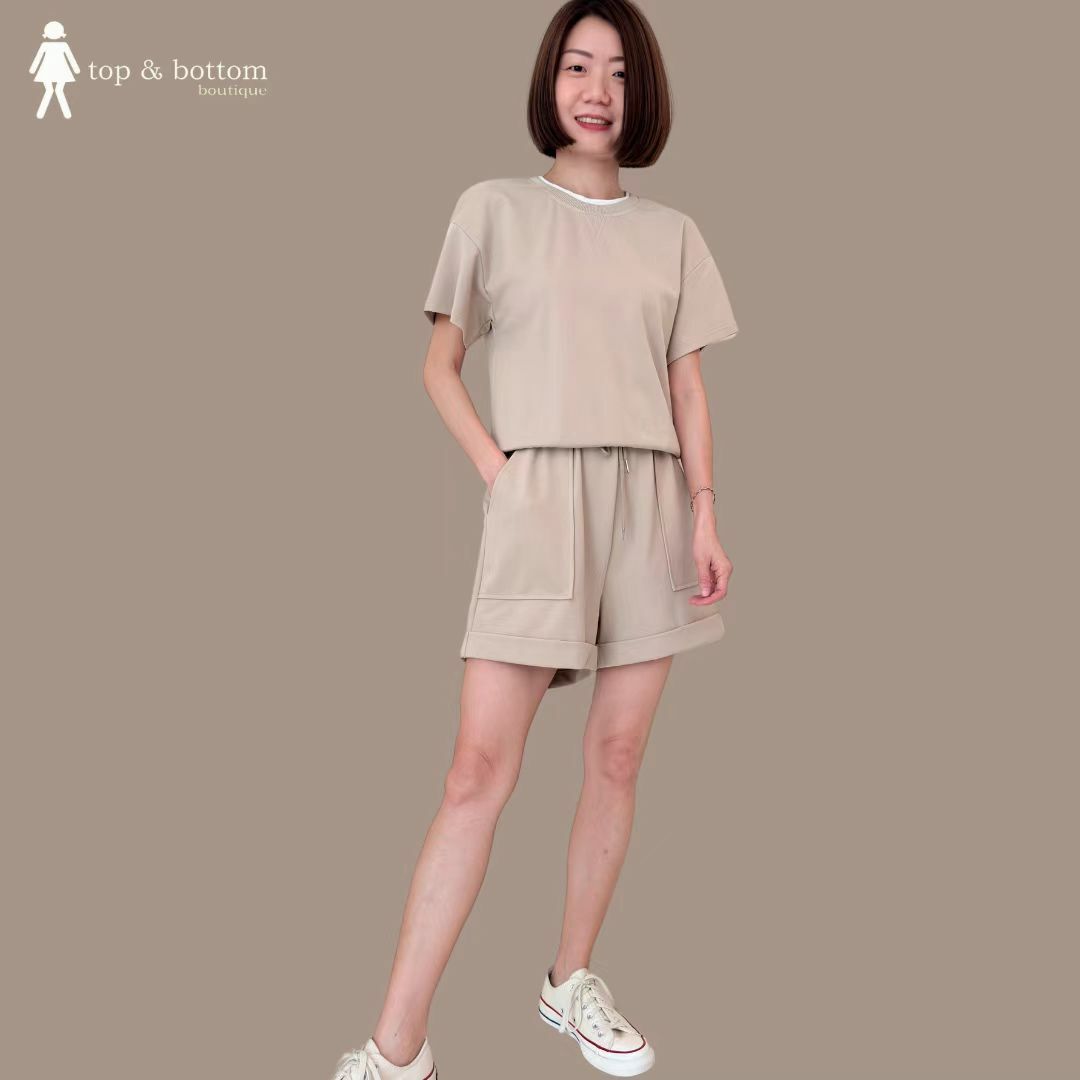 S/SLEEVE BLOUSE & SHORTS CASUAL 2PCS SET SUIT