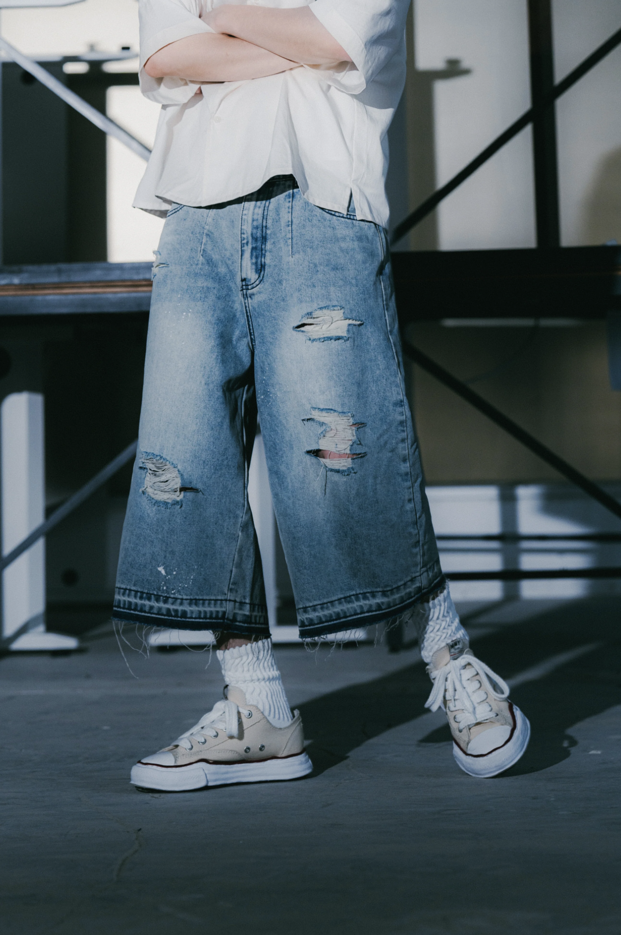 [現貨] Sense Destroy Capri Pants Blue | M24-06BL