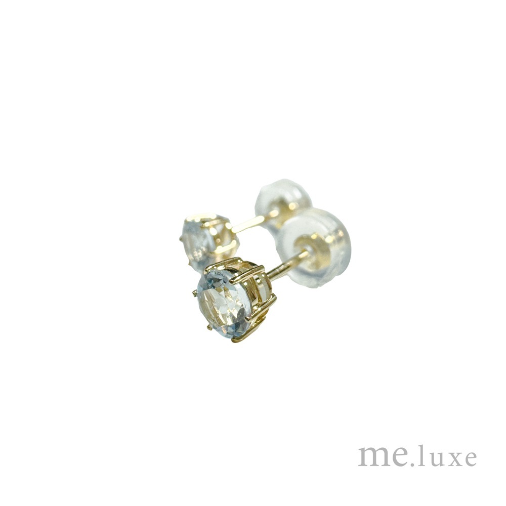 【me.luxe】K18黃K六爪海藍寶耳環