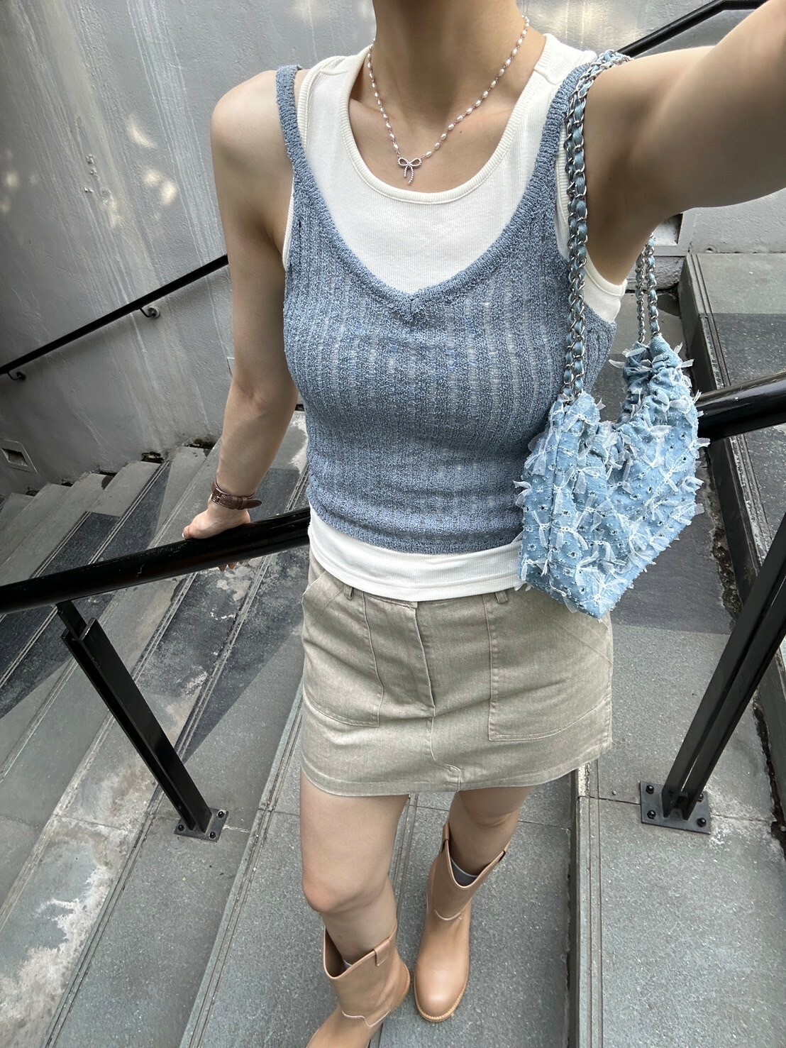 【Discount】微透V領針織背心