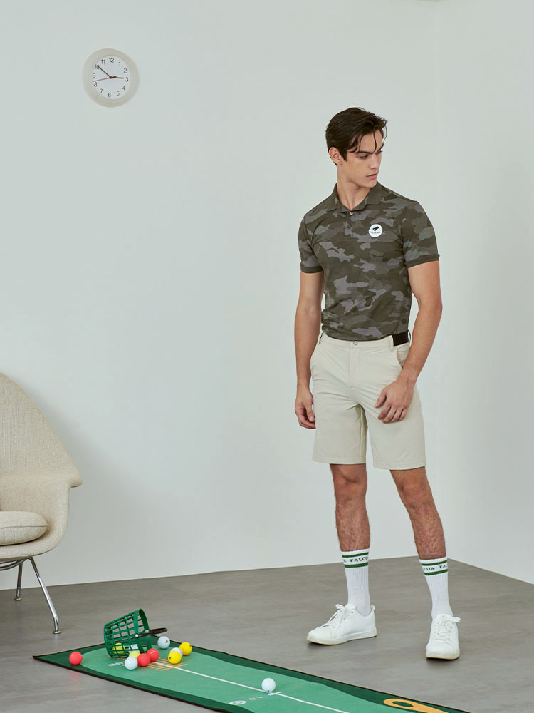 法式小領軍旅男衫-迷彩綠