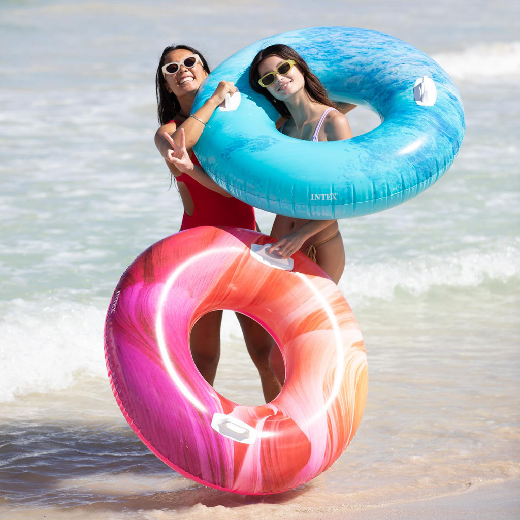 自然波浪充氣泳圈水泡 - 藍