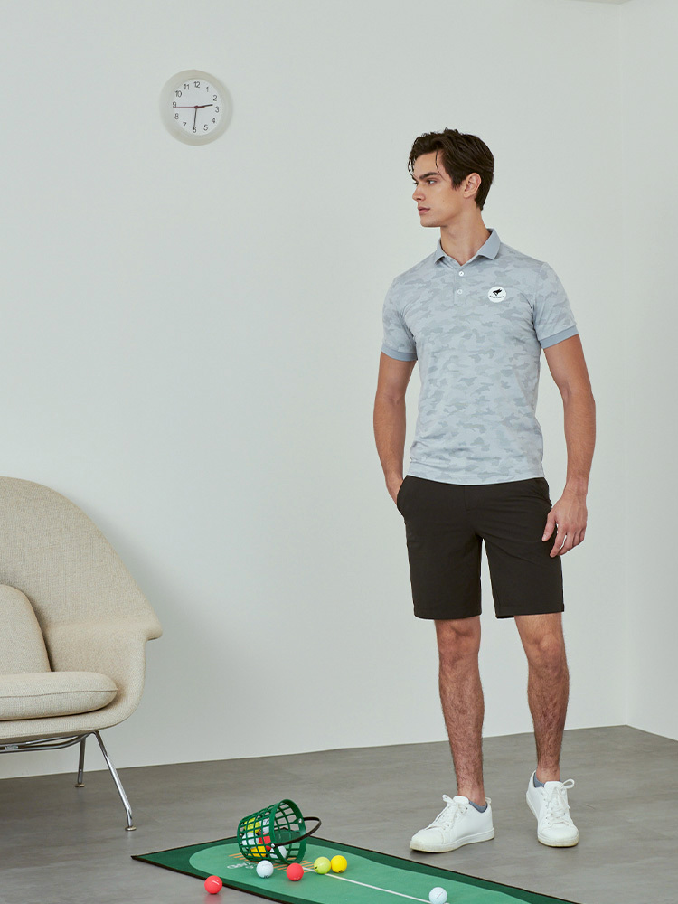 法式小領軍旅男衫-迷彩灰