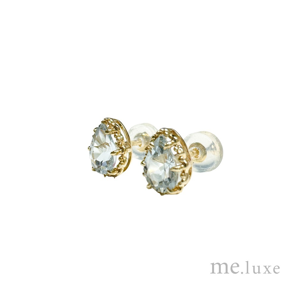 【me.luxe】K18蕾絲水滴海藍寶耳環