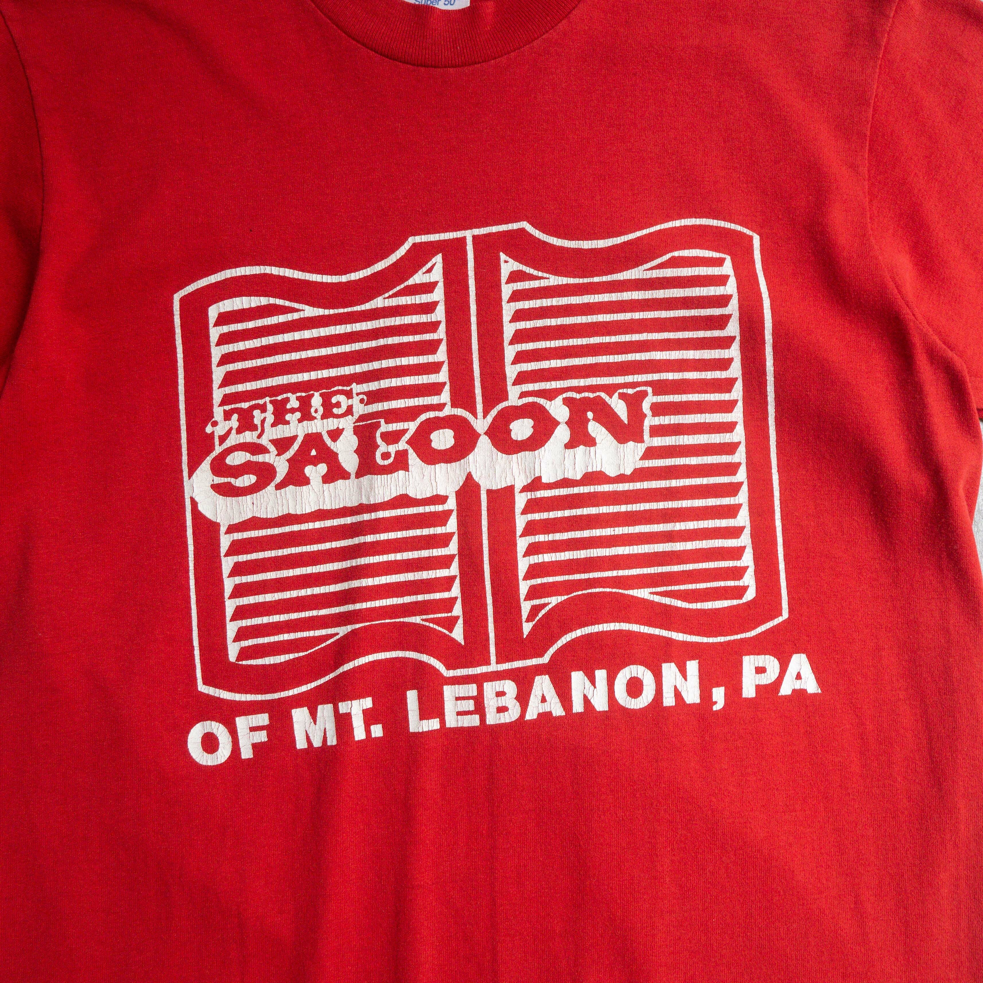 80-90S VINTAGE TEE 美國製 紅色 匹茲堡 餐廳 圖案 短袖 T恤