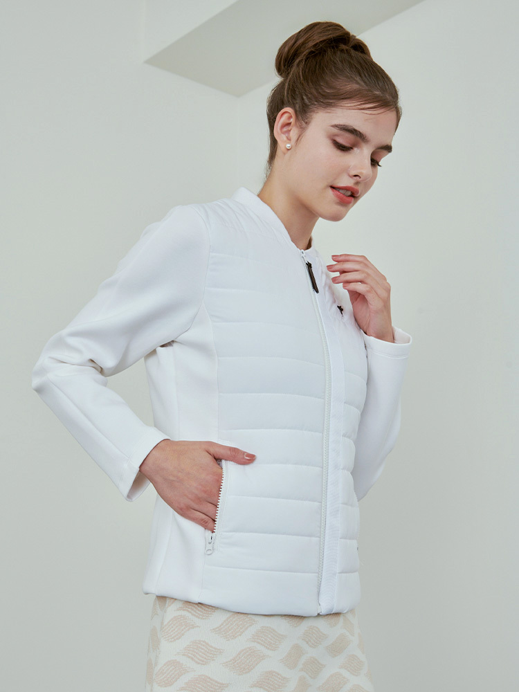 短版越嶺鋪棉外套-雪白