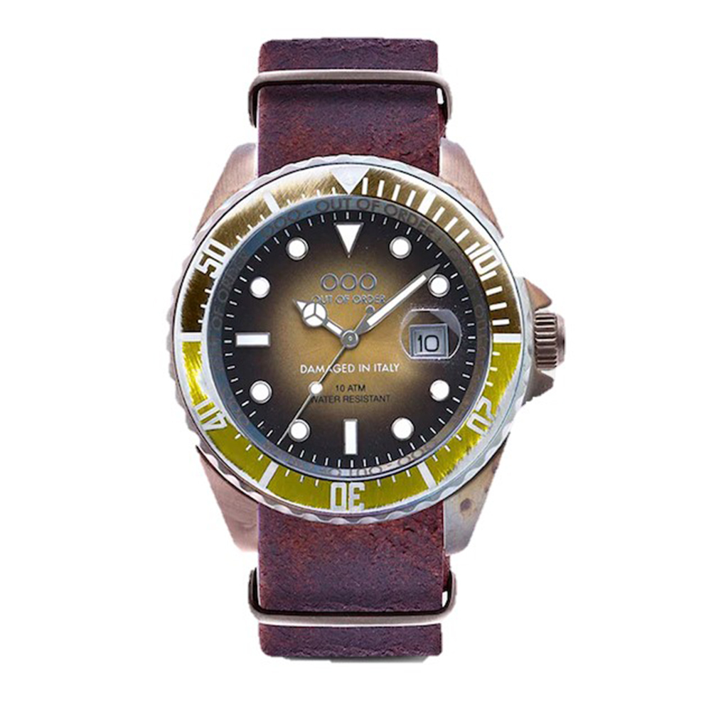 【OUT OF ORDER納】天蠍座系列 帶日期 水鬼款 親膚皮革 夜光腕錶 (附質感雷雕刻字木盒)