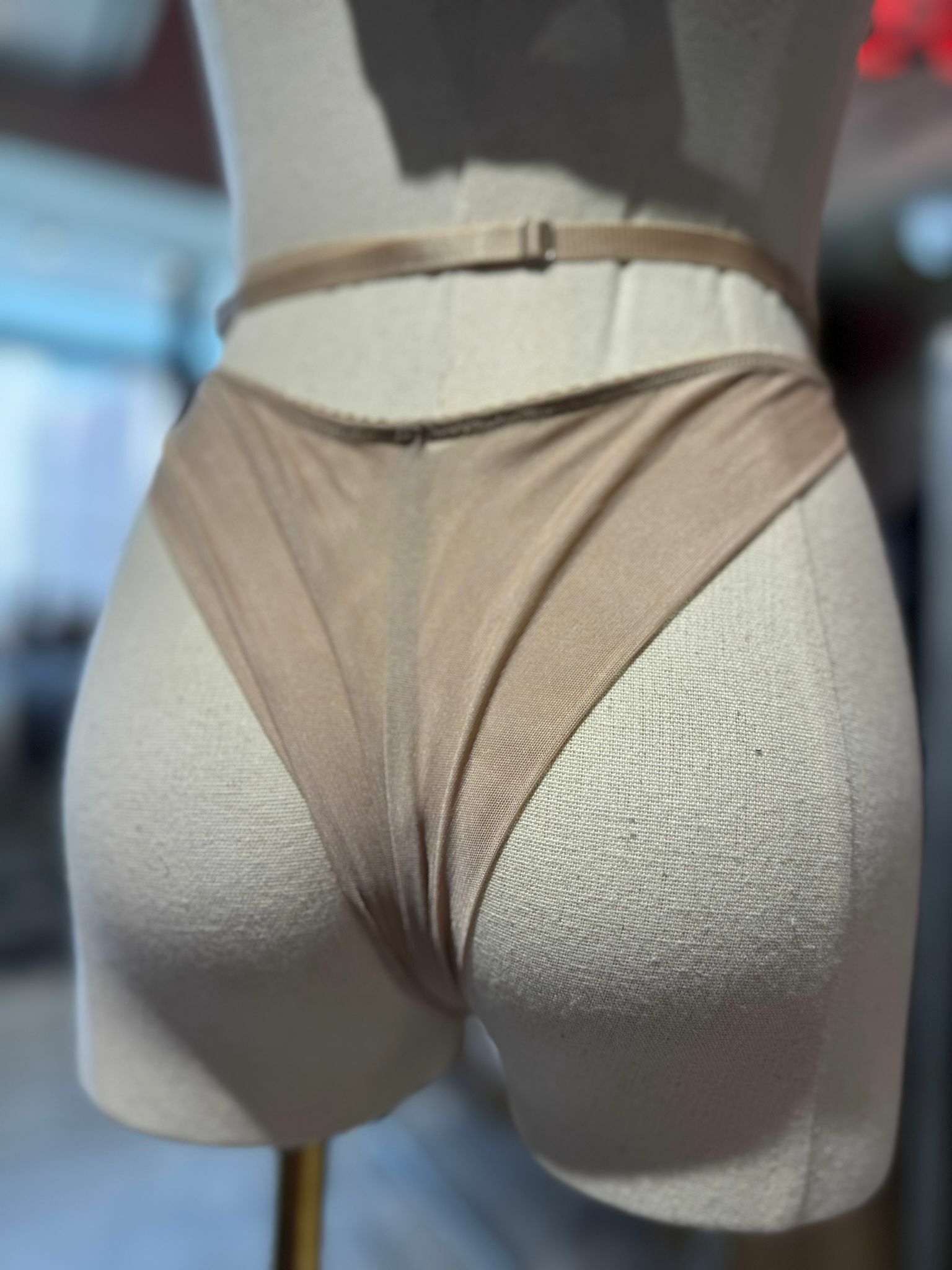 BRAZILIAN PANTIES HIGH WAIST WITH CLASPS-BEIGE