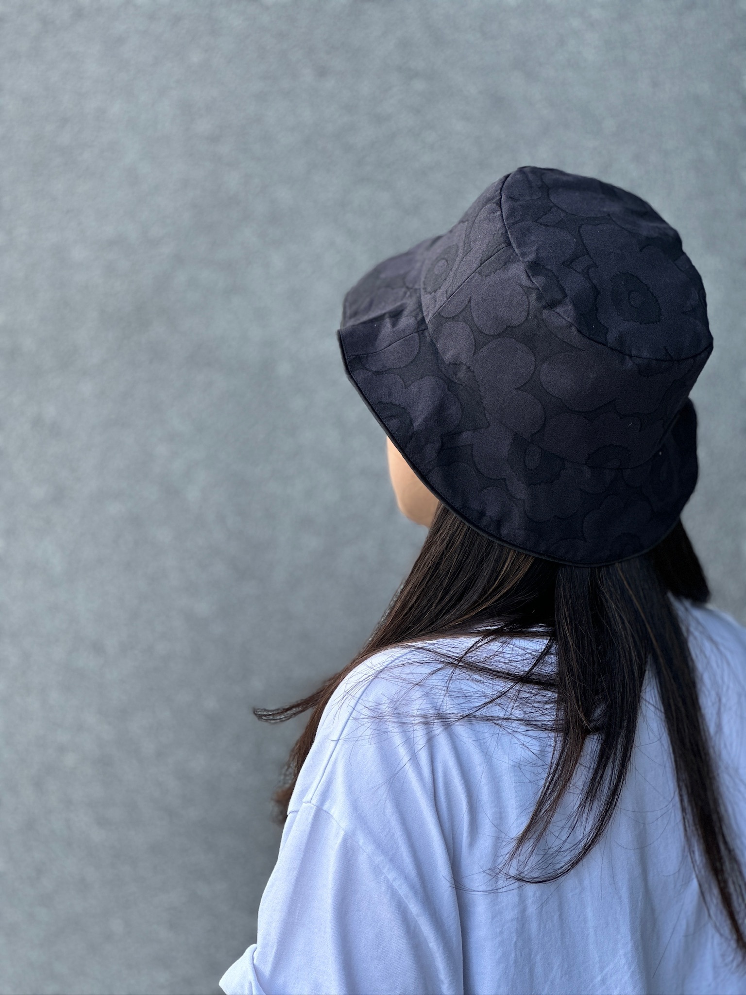 雙面Bucket hat | marinekko rare cotton fabric | All Black unikko
