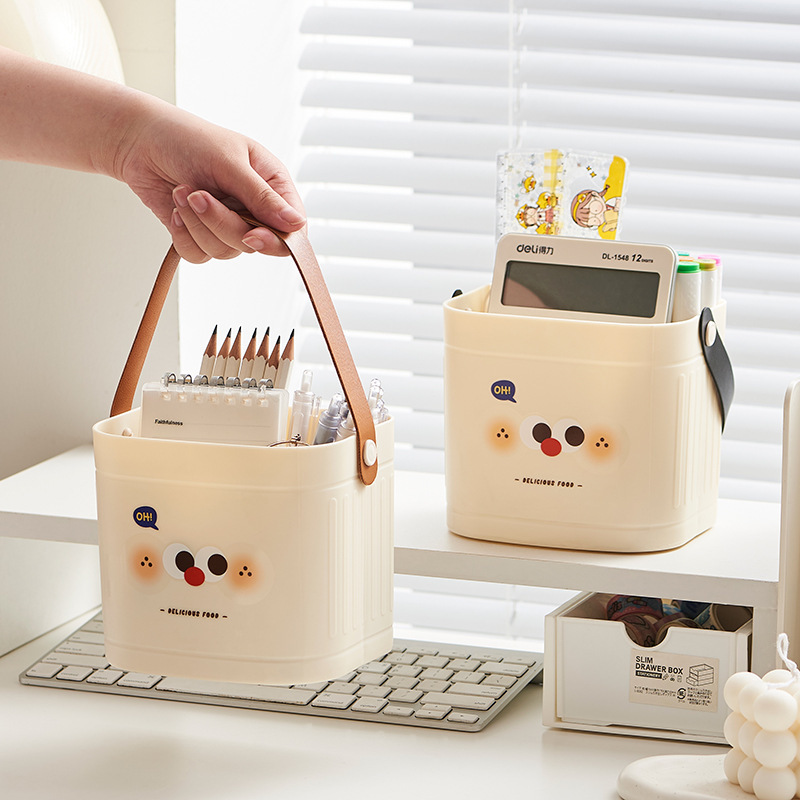 《4476》可愛桌上實用收納小籃(隨機出色)