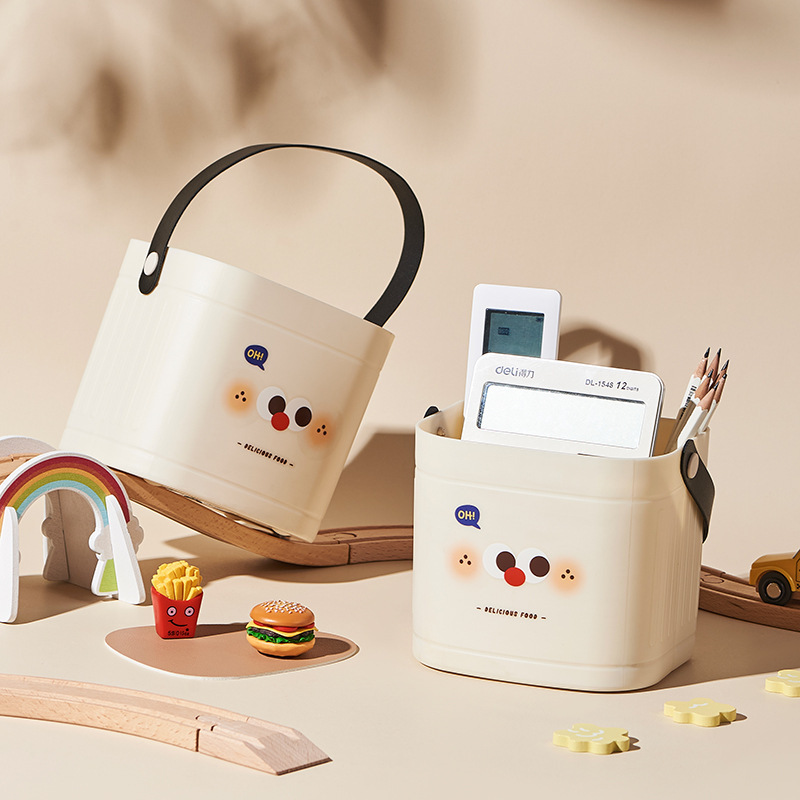 《4476》可愛桌上實用收納小籃(隨機出色)