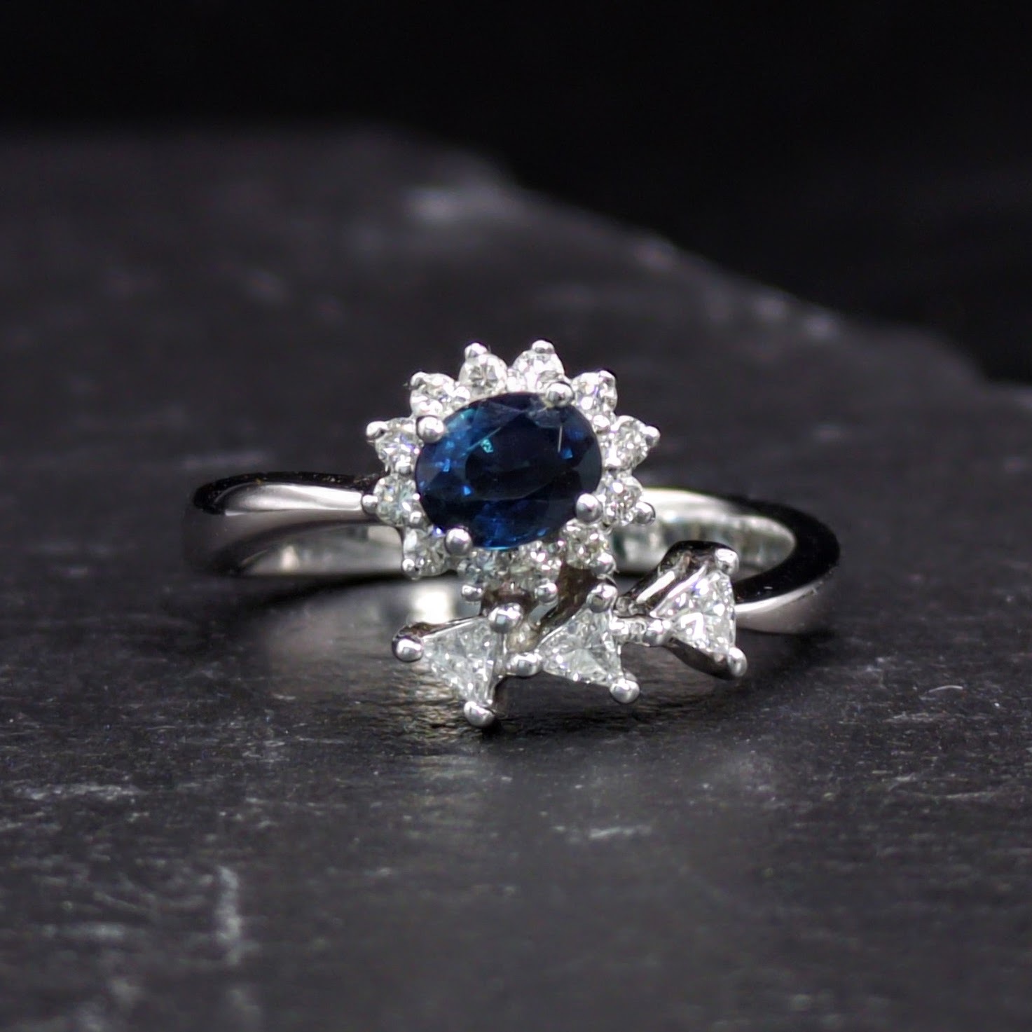18K White Gold 0.56ct Sapphire and Diamond Ring