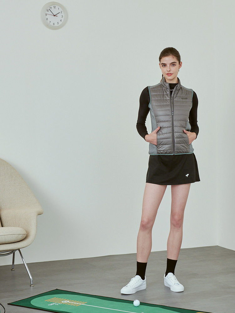 女版鋪棉拼接背心-石英灰