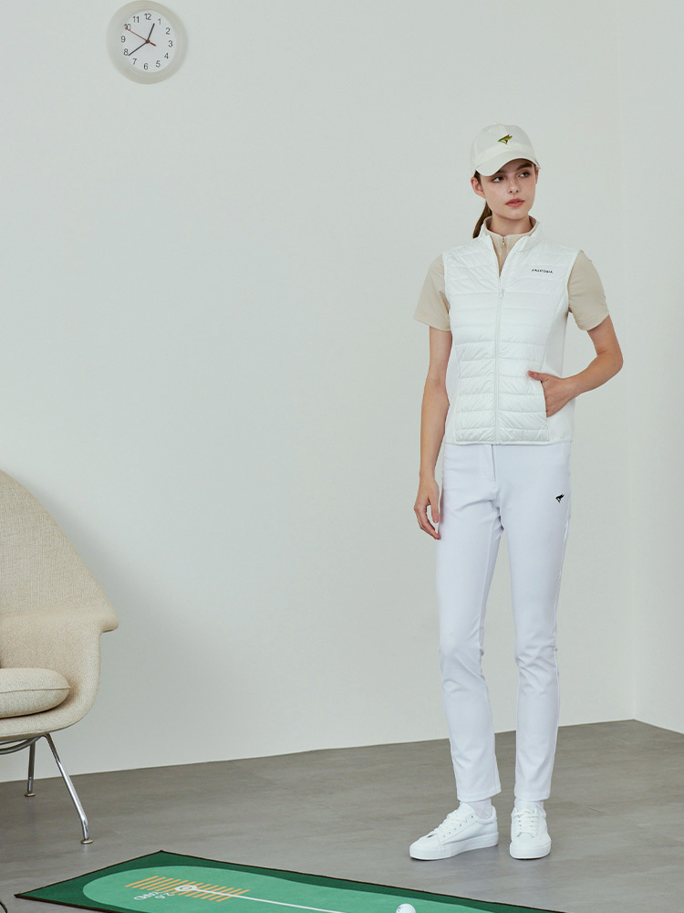 女版鋪棉拼接背心-雪白