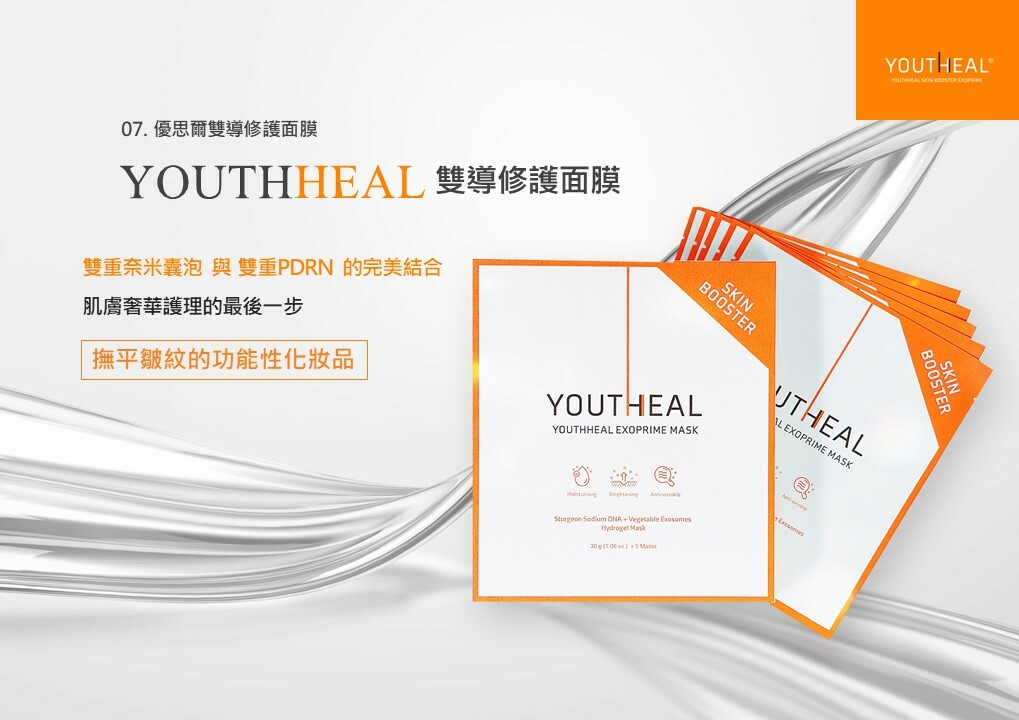 Youthheal,優思爾,外泌體,奈米囊泡,PDRN,改善皺紋,功能性化粧品,mask