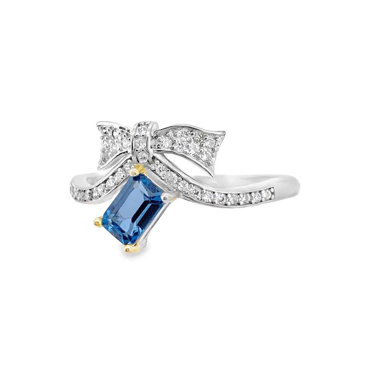 T343藍托帕蝴蝶結戒指