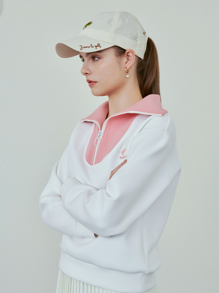 羅紋大翻領衛衣-蜜桃粉