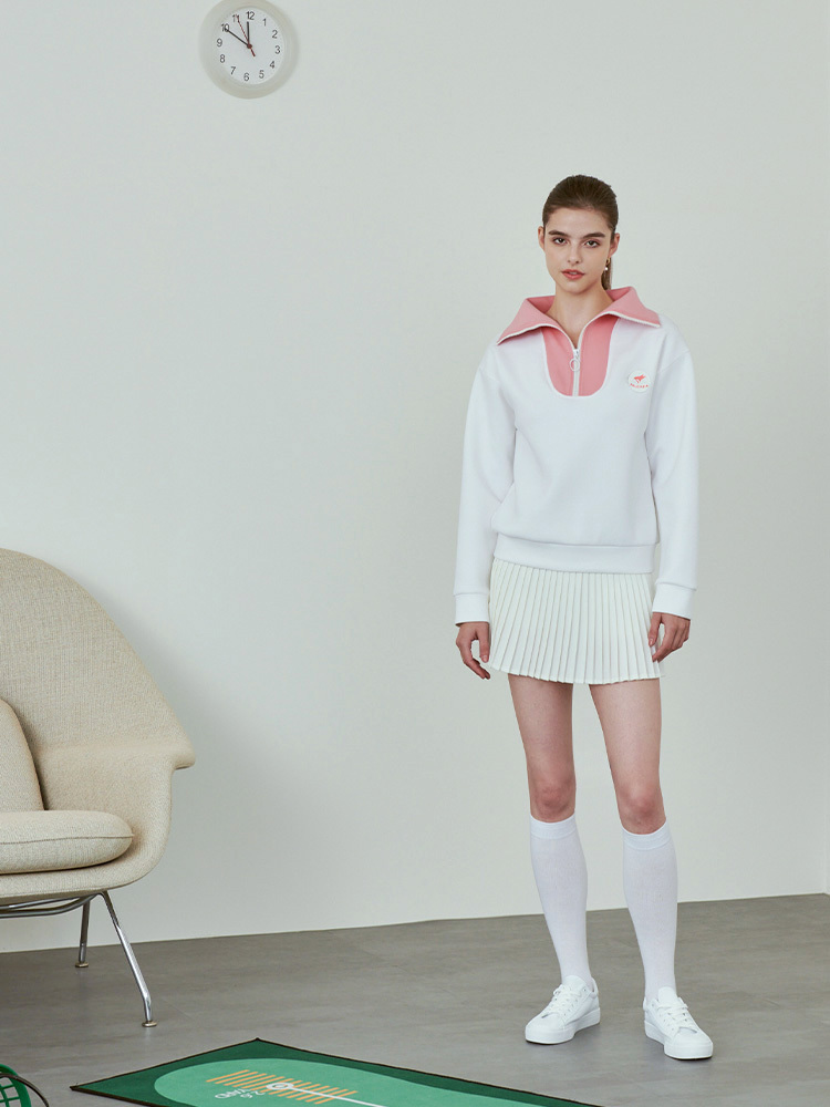 羅紋大翻領衛衣-蜜桃粉