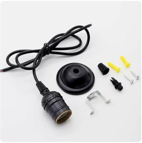 Popular lamp holder [E27 pearl black chandelier head-1.2 meters]
