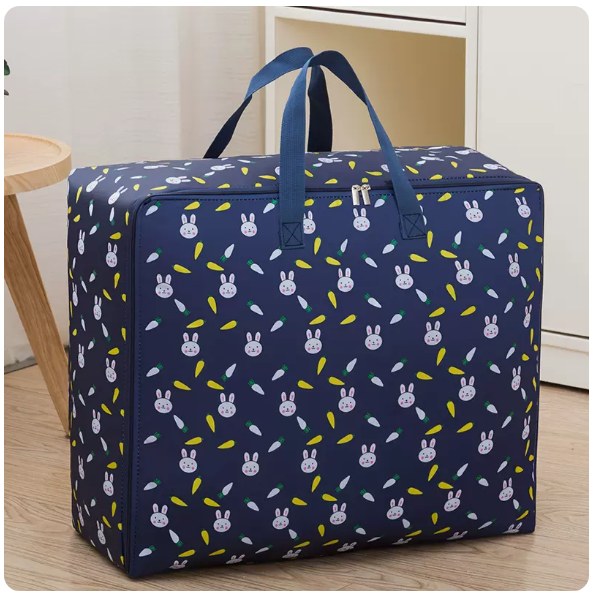 New Oxford cloth storage bag (navy blue rabbit) (large thickened 60*40*24cm)
