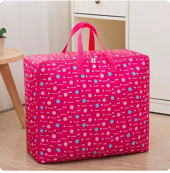 New Oxford cloth storage bag (rose red polka dot) (extra large thickened 60*50*25cm)