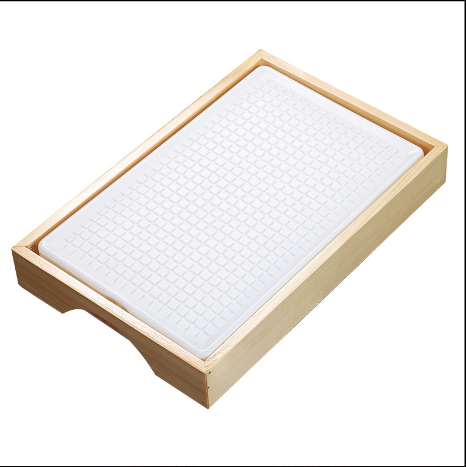 新款刺身冰盤（大號長方形冰盤+木托）（規格：30*19*3CM）