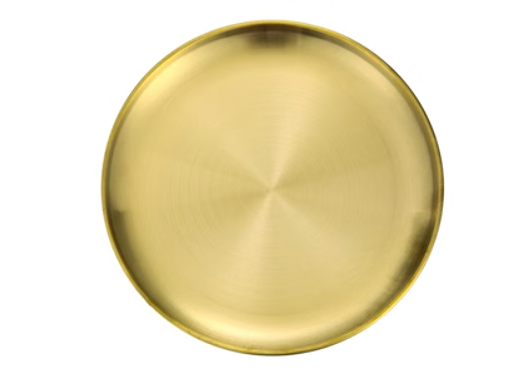 New 1-pack stainless steel barbecue plate (brushed matte gold) (Specification: 14-30CM) (please contact customer service to confirm the delivery size after placing the order)