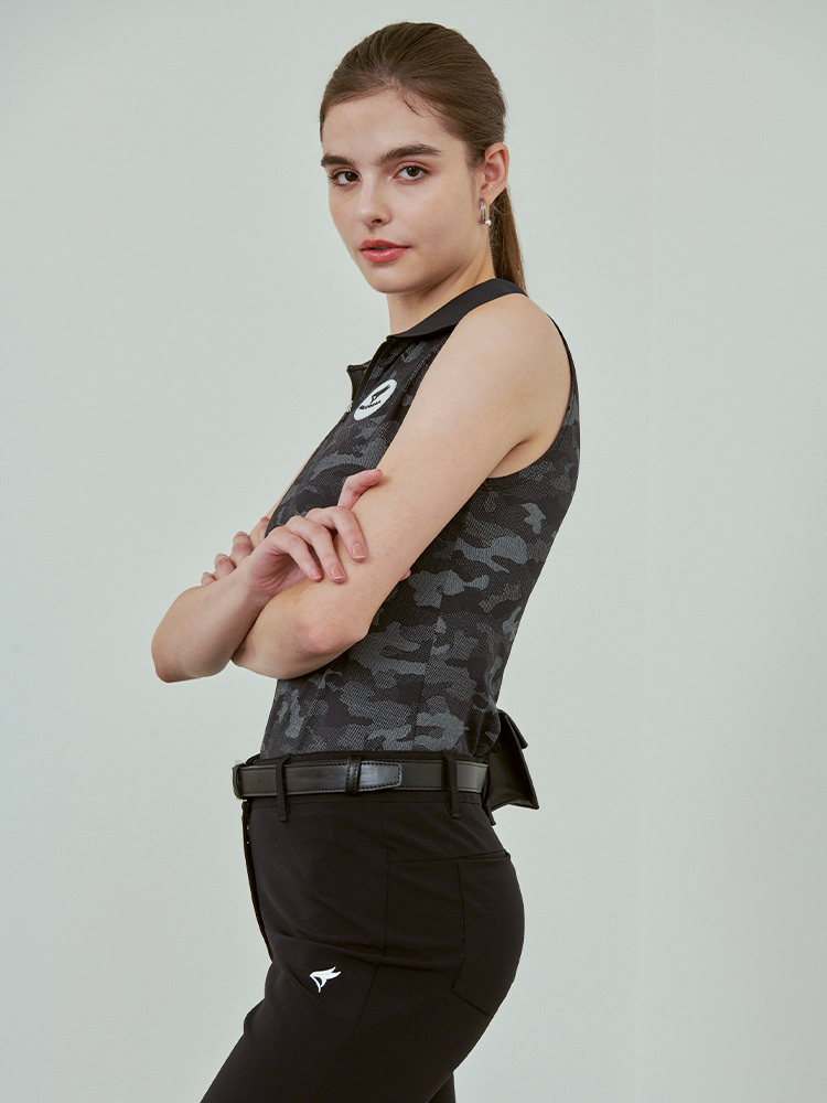 越嶺LOGO修身長褲-黑色