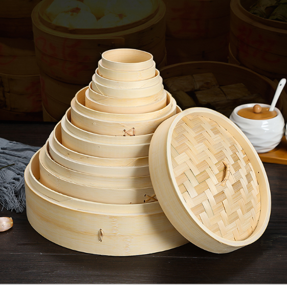 熱賣竹制蒸籠（壹籠壹蓋）（規格：直徑8CM-直徑30CM）（下單後請聯絡客服確認發貨尺寸）