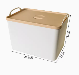 Popular portable plastic storage box with lid (white large size) (size: 33.5*23*24CM)