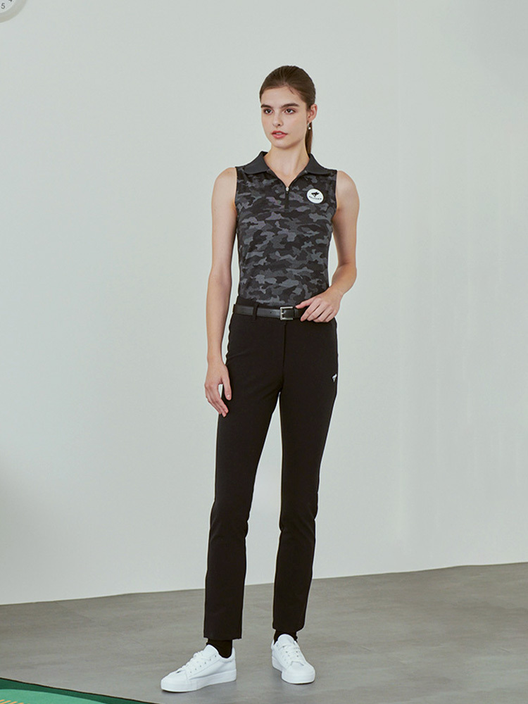 越嶺LOGO修身長褲-黑色