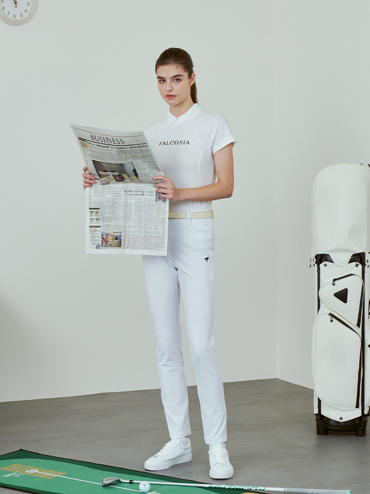 越嶺LOGO修身長褲-白色