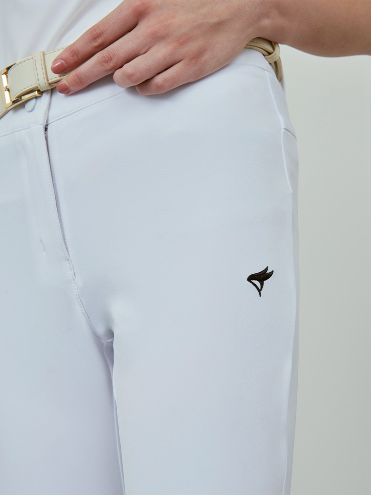 越嶺LOGO修身長褲-白色