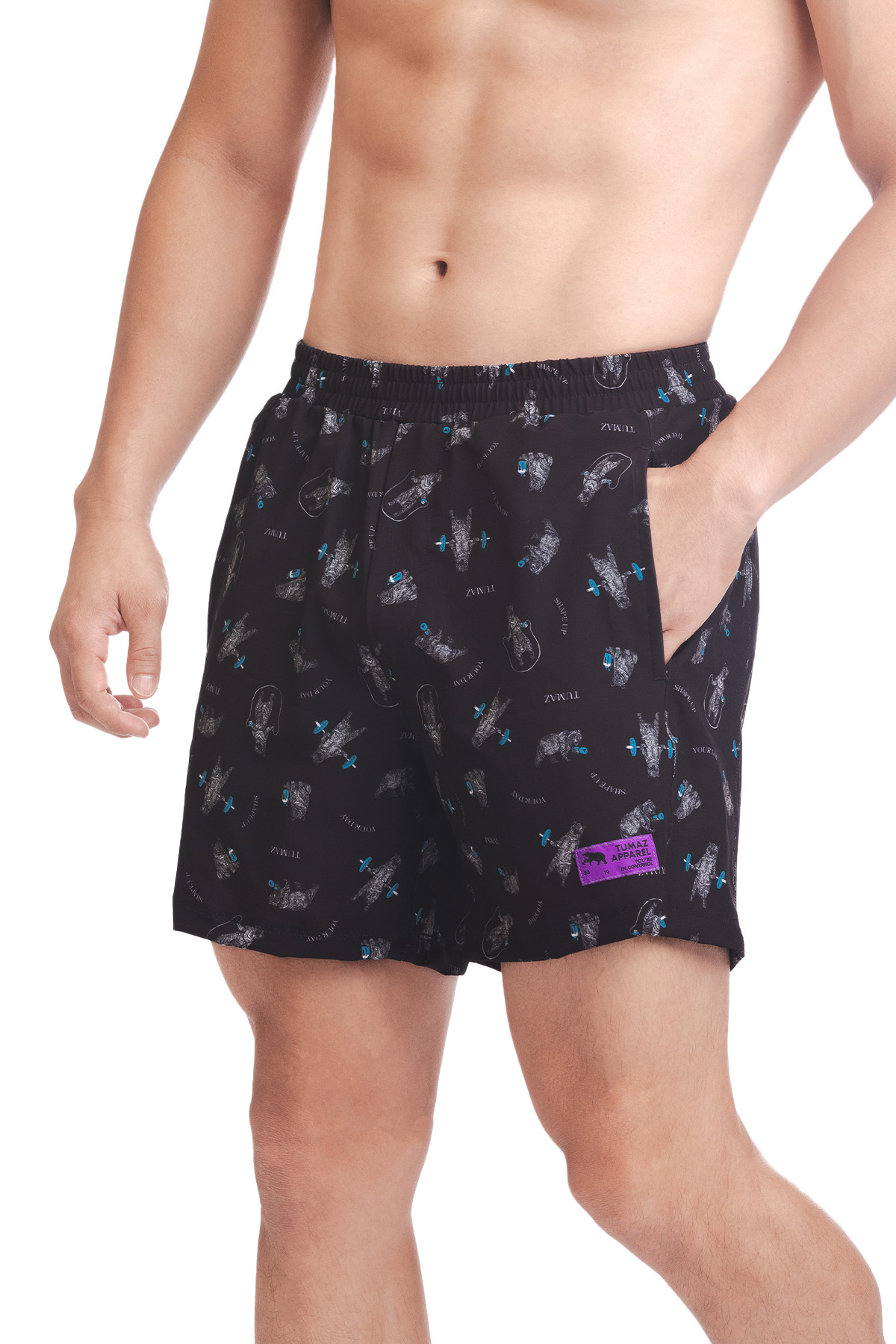 酷玩印花短褲(黑熊勇士)